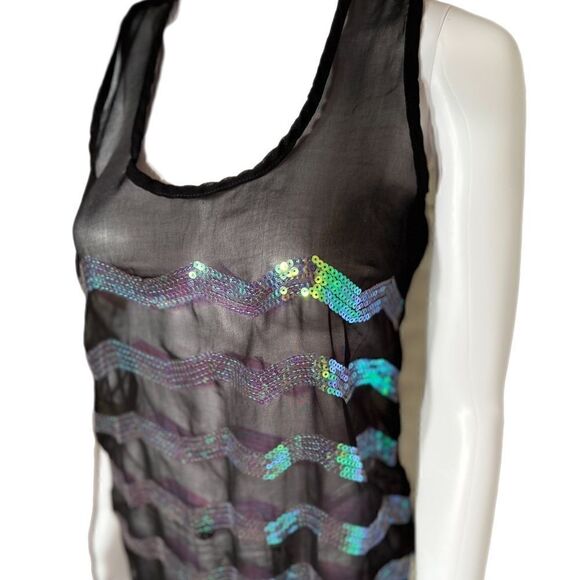 Iridescent Sequin Sheer Top  (NWOT) - Picture 4 of 10